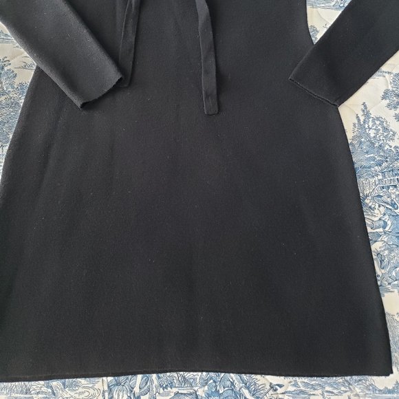 Vineyard Vines Wool Lace Up Long Sleeve Mini Black Sweater Dress - Picture 6 of 11